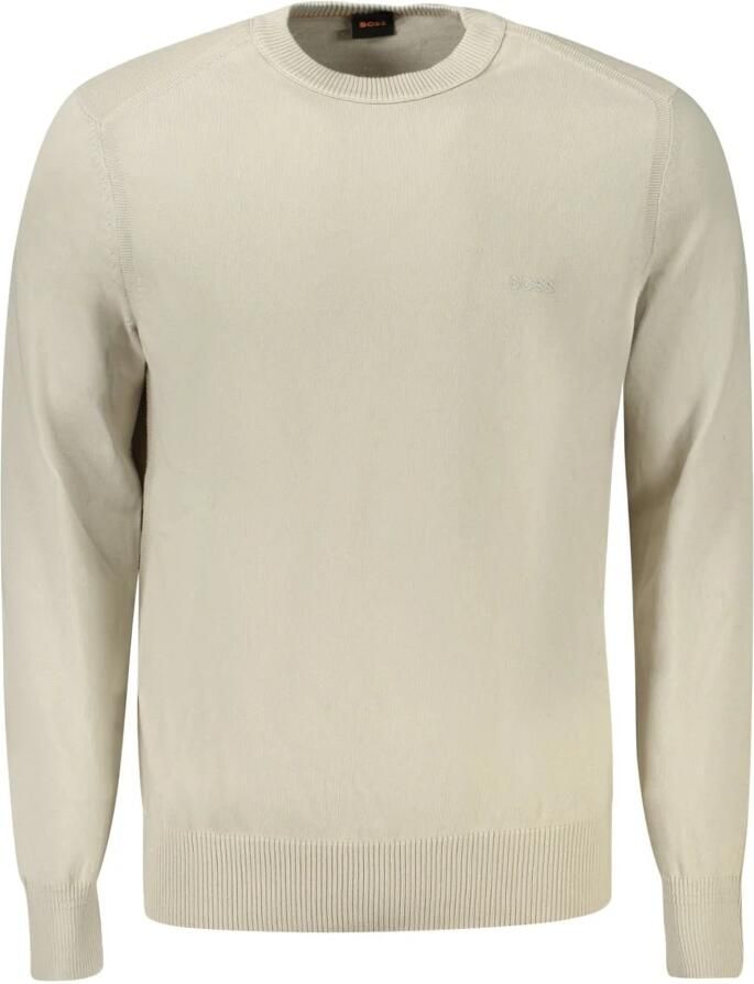 Hugo Boss Beige Trui met Lange Mouwen en Geborduurd Logo Beige Heren