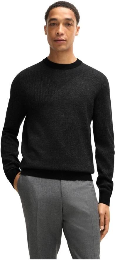 Hugo Boss Bicolor Jacquard Trui Regular Fit Zwart Black Heren - Foto 8