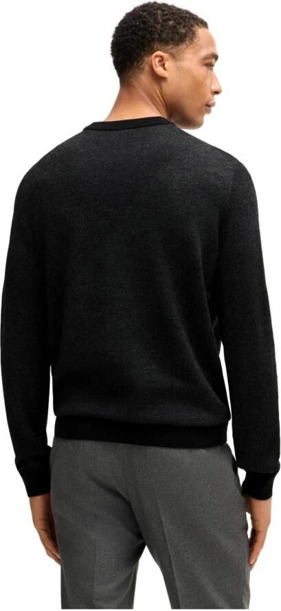 Hugo Boss Bicolor Jacquard Trui Regular Fit Zwart Black Heren - Foto 7