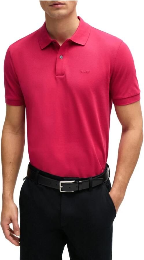Hugo Boss Biologisch Katoenen Pallas Polo Shirt Donkerroze Pink Heren - Foto 2