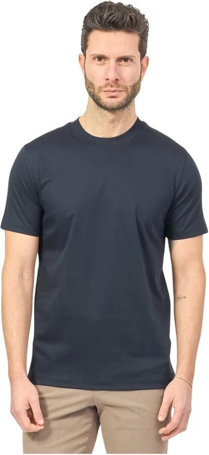 Hugo Boss Blauw Gekamd Katoenen T-shirt Ronde Hals Blue Heren - Foto 9