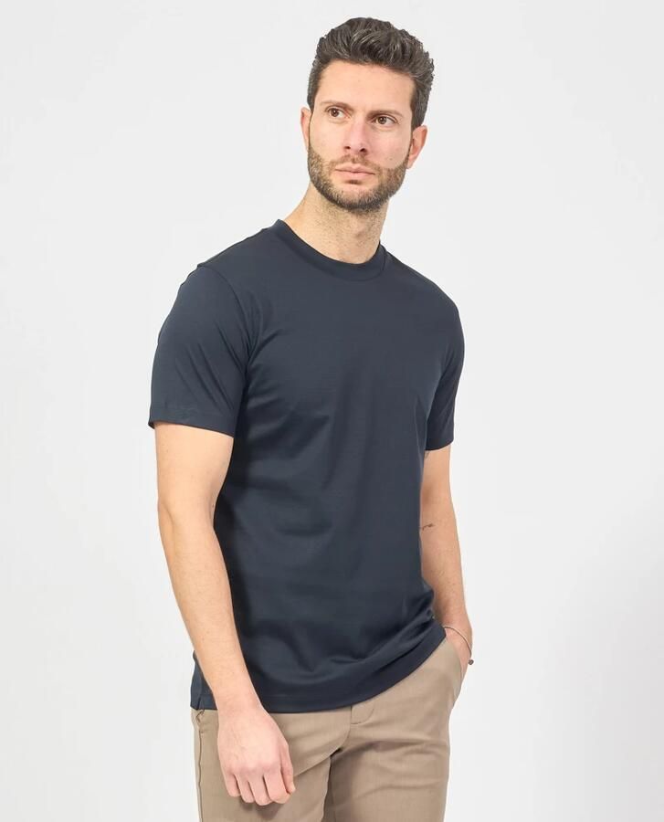 Hugo Boss Blauw Gekamd Katoenen T-shirt Ronde Hals Blue Heren - Foto 6