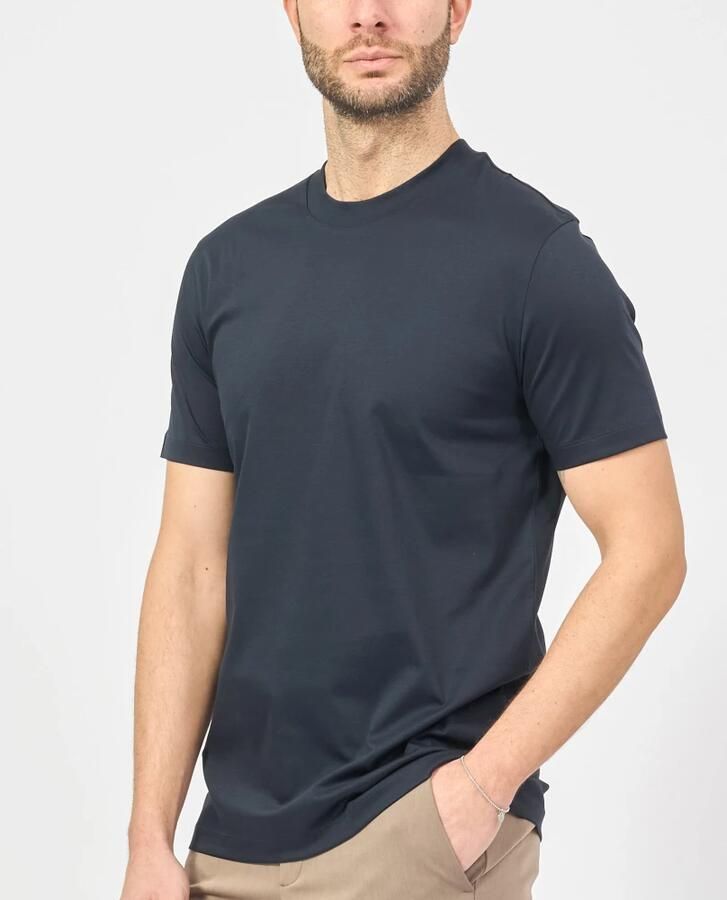 Hugo Boss Blauw Gekamd Katoenen T-shirt Ronde Hals Blue Heren - Foto 8