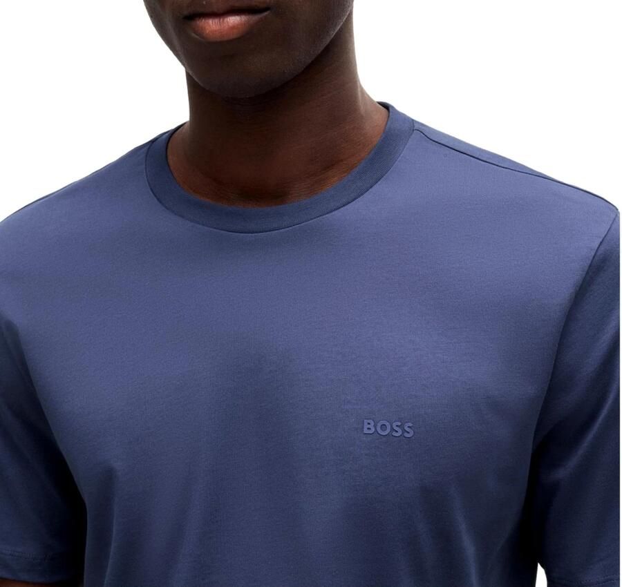 Hugo Boss Blauw Katoenen T-shirt met Rubberen Logo Blue Heren
