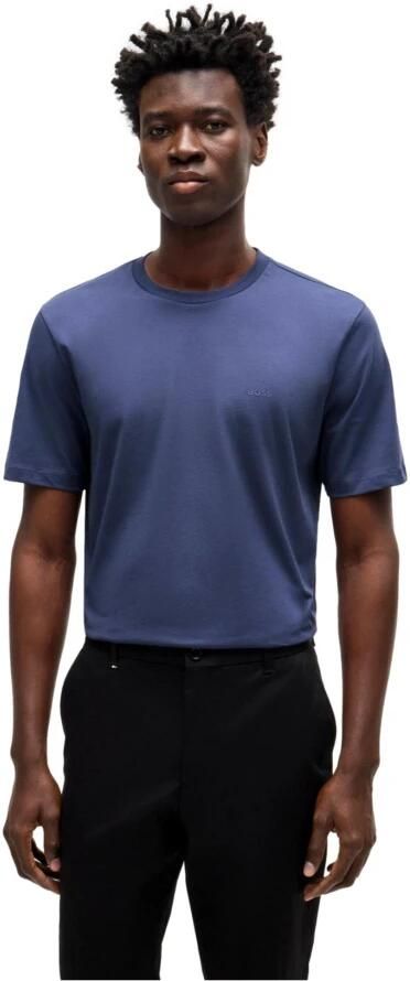 Hugo Boss Blauw Katoenen T-shirt met Rubberen Logo Blue Heren - Foto 2