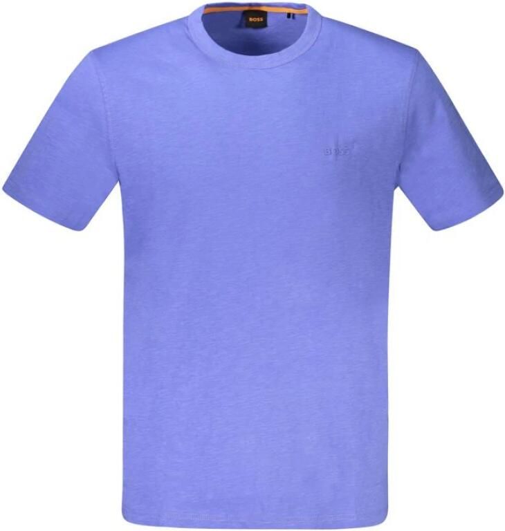 Hugo Boss Blauw katoenen heren T-shirt met ronde hals Blue Heren