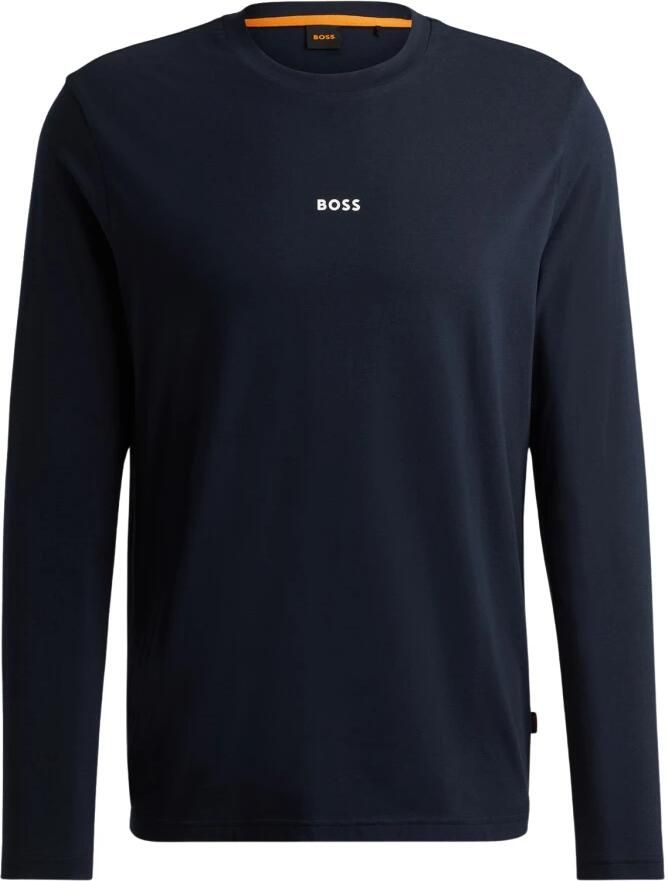 Hugo Boss Maglia regular fit in cotone elasticizzato con logo a contrasto uomo Boss Tchark 50473286 Dark Blue Blauw Heren - Foto 10