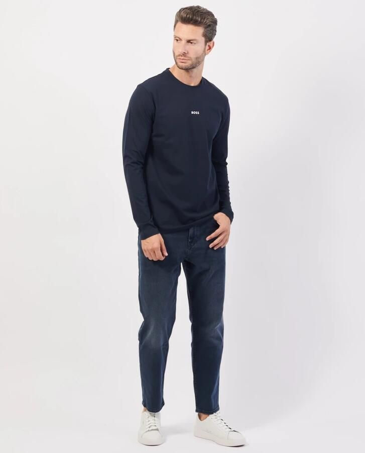 Hugo Boss Maglia regular fit in cotone elasticizzato con logo a contrasto uomo Boss Tchark 50473286 Dark Blue Blauw Heren - Foto 6