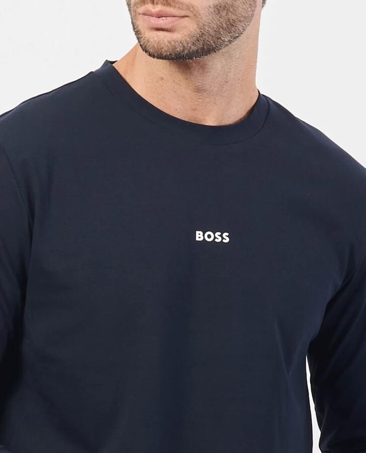 Hugo Boss Maglia regular fit in cotone elasticizzato con logo a contrasto uomo Boss Tchark 50473286 Dark Blue Blauw Heren - Foto 9