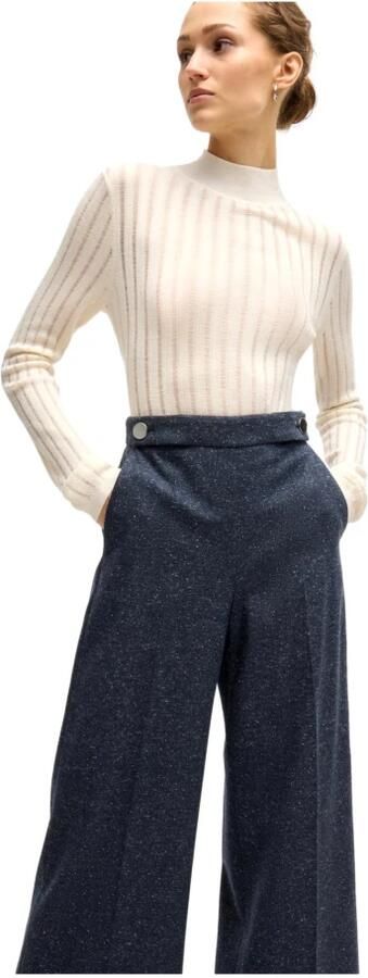 Boss Wide leg stoffen broek met persplooien model 'Tupita'