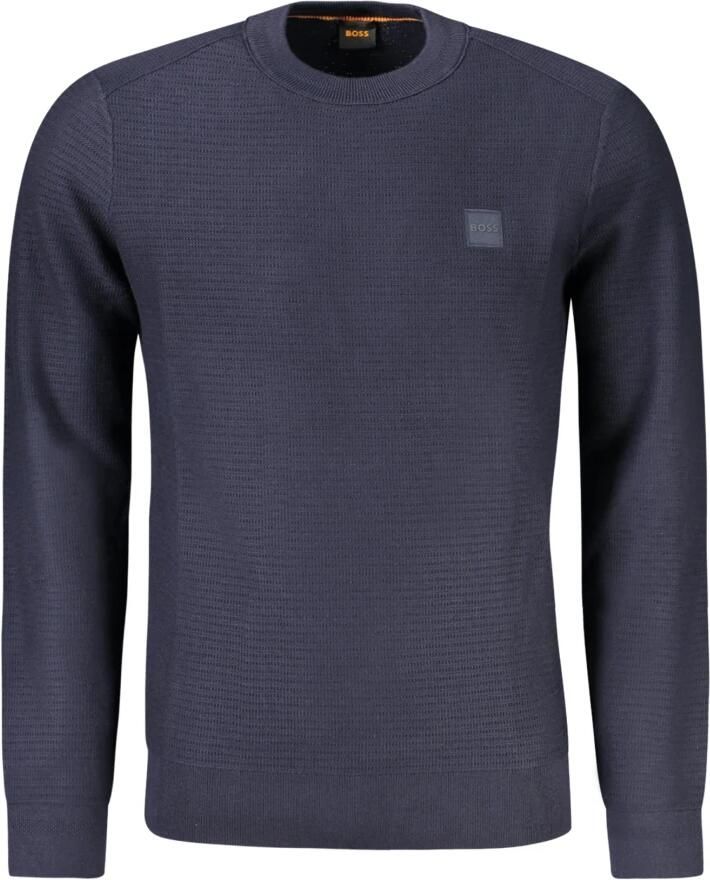 Boss Orange Anion Donkerblauwe Trui met Subtiele Structuur Blue Heren