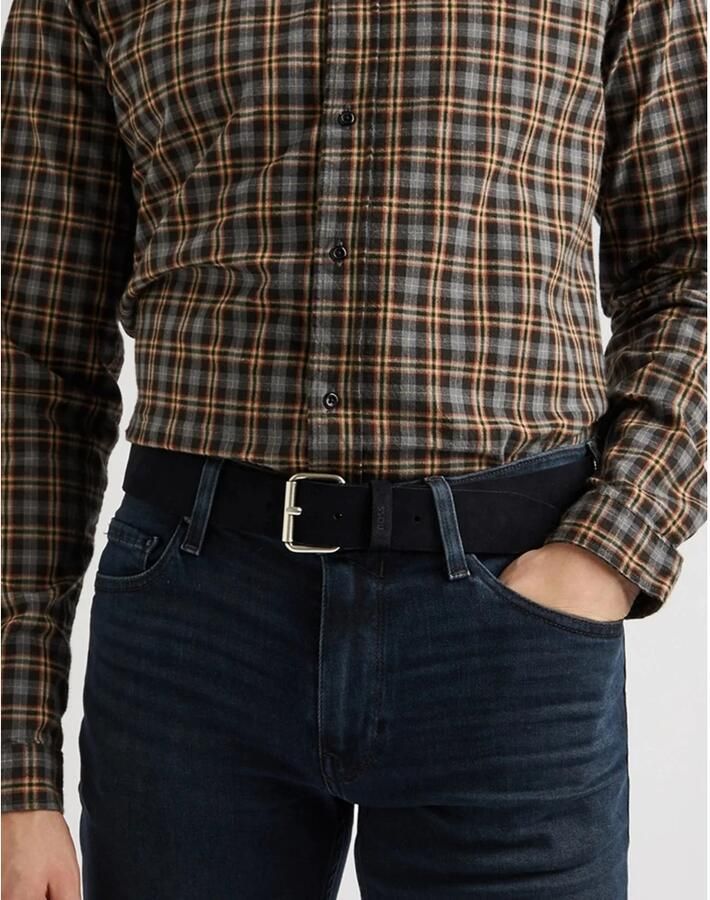 Boss Leren riem met doornsluiting in metallic model 'Serge'