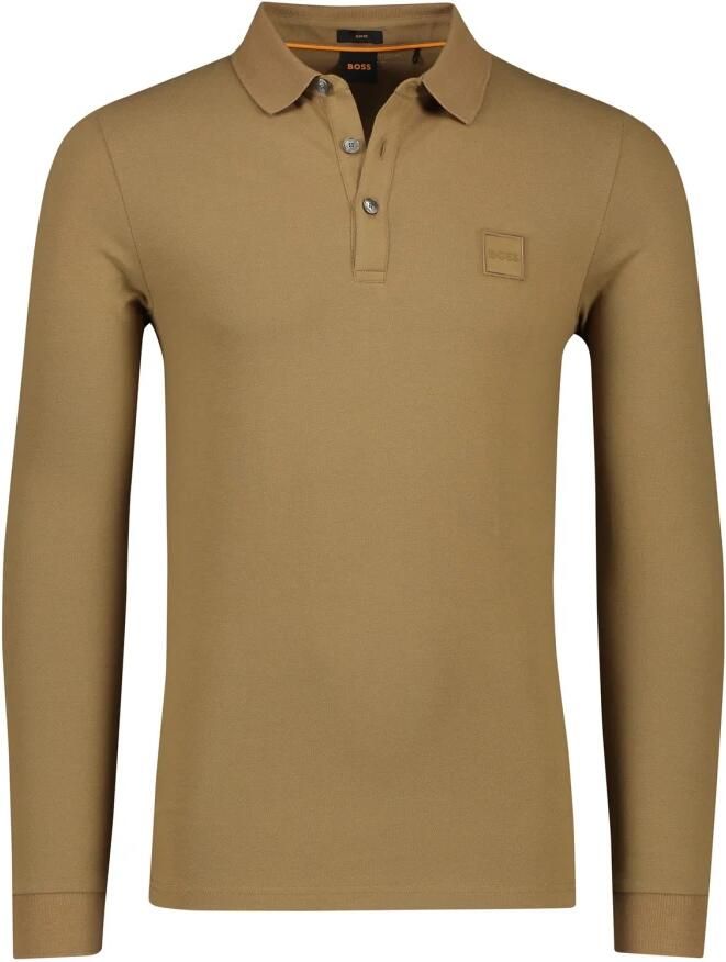 Hugo Boss Bruine Polo met Lange Mouwen Slim Fit Brown Heren