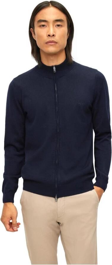 Boss Vest gemaakt van nieuwe wol met ritssluiting Blauw Heren - Foto 13