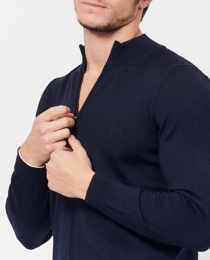 Boss Vest gemaakt van nieuwe wol met ritssluiting Blauw Heren - Foto 3