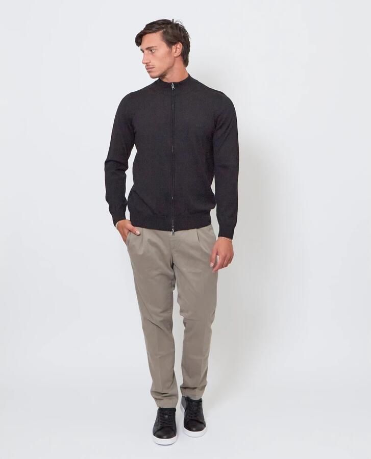 Hugo Boss Zwarte Cardigan met Lange Mouwen Rits en Geborduurd Logo Black Heren