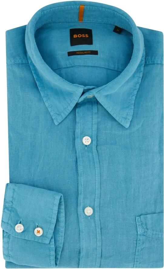 Boss Orange Vrijetijdsoverhemd van linnen met borstzak model 'Relegant' - Foto 4