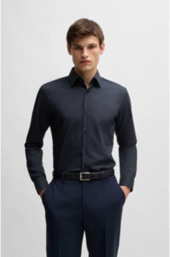 Hugo Boss Heren Zwart Overhemdjurk Slim Fit Donkerblauw Blue Heren - Foto 13