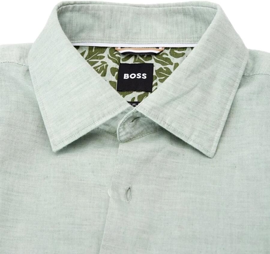 Hugo Boss Casual Linnen en Katoenen Overhemd Groen Salie Green Heren - Foto 3