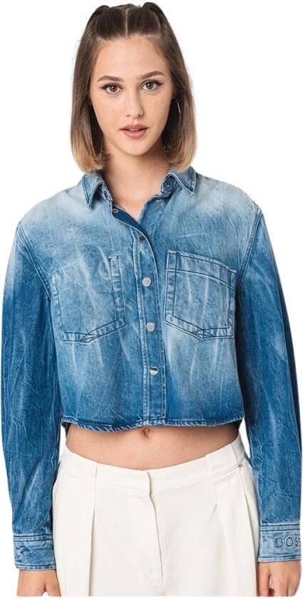 Boss Orange Casual Overhemd voor Mannen Blue Dames