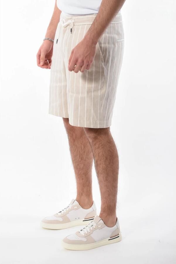 Boss Regular fit linnen bermuda met streepmotief model 'Perin'