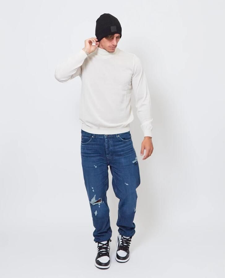 Boss Slanke fit maagdelijke wollen schildpad nek trui Wit Heren