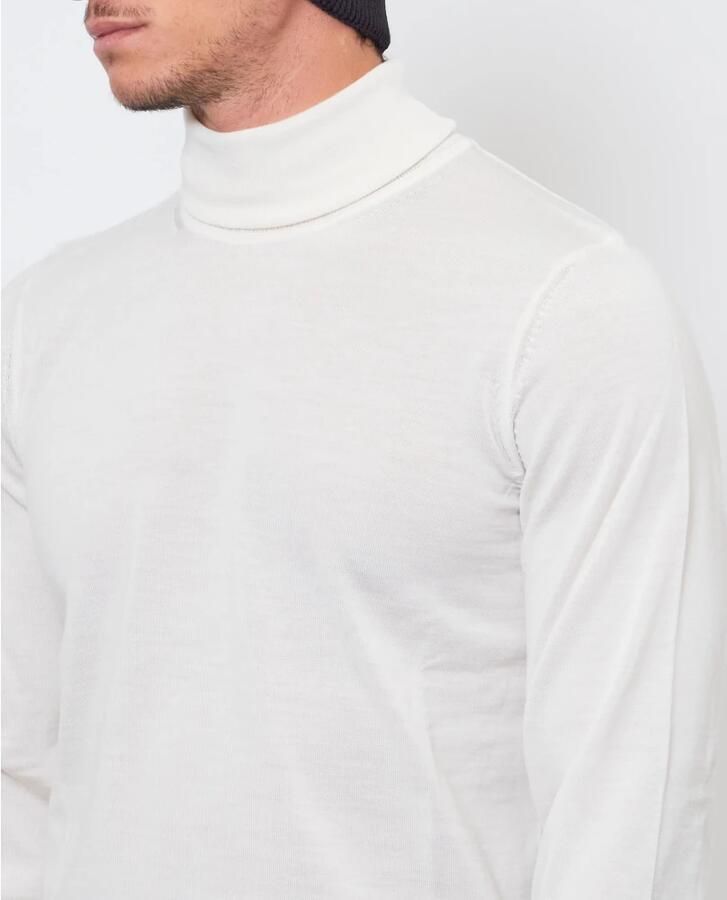 Boss Slanke fit maagdelijke wollen schildpad nek trui Wit Heren - Foto 2