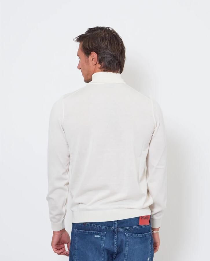 Boss Slanke fit maagdelijke wollen schildpad nek trui Wit Heren - Foto 4