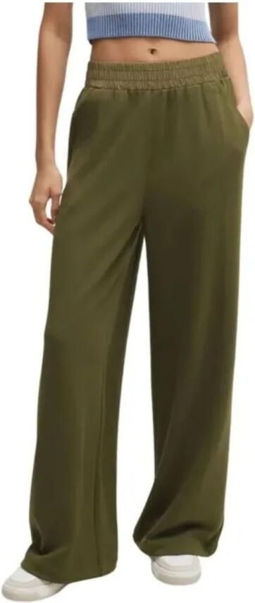 Boss Orange Wide leg stoffen broek met labelstitching model 'Ecara'