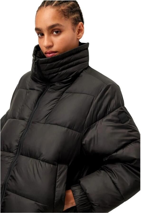 Hugo Boss Dames Gewatteerde Jas in Glanzende Stof Black Dames