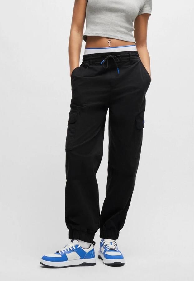 Hugo Blue Stoffen broek met elastische band model 'Hisune'