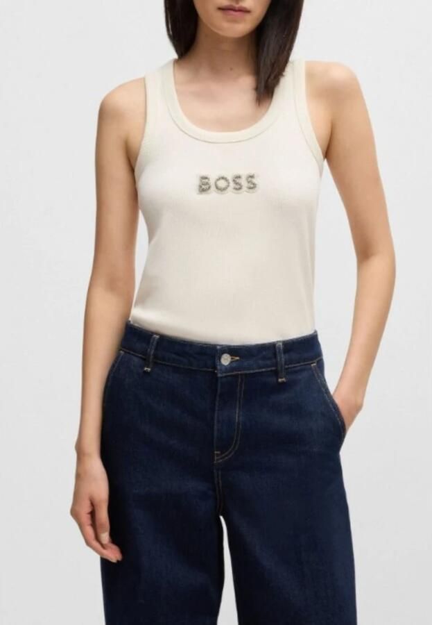 Boss Orange Tanktop C_Ematite_stonebadge met boss-borduursel van glitterstenen