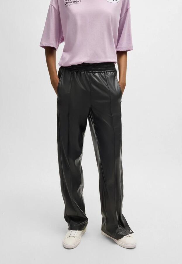 Hugo Blue Straight leg broek in leerlook model 'Hileda'