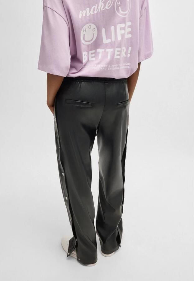 Hugo Blue Straight leg broek in leerlook model 'Hileda' - Foto 3