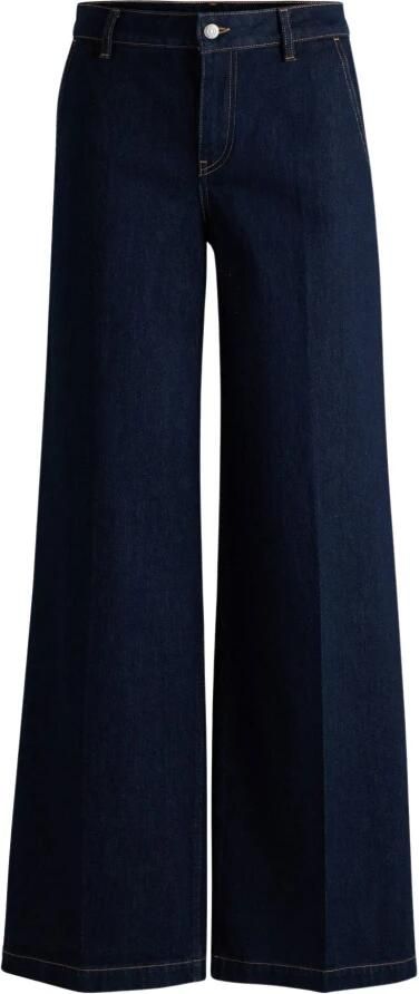 BOSS high waist wide leg jeans dark blue denim