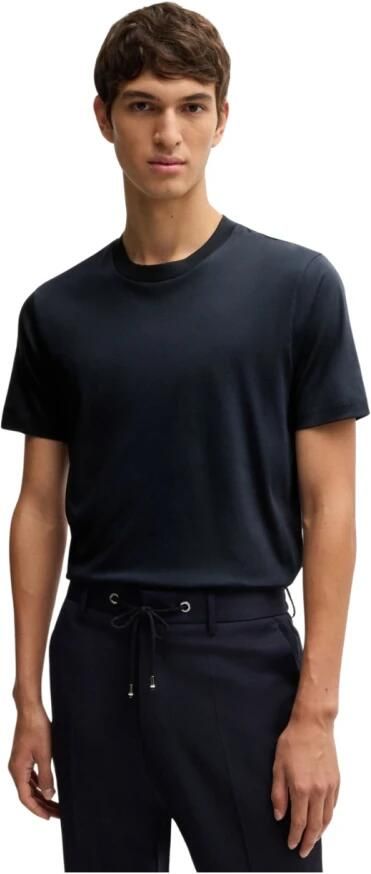 Hugo Boss Blauw Gekamd Katoenen T-shirt Ronde Hals Blue Heren - Foto 10