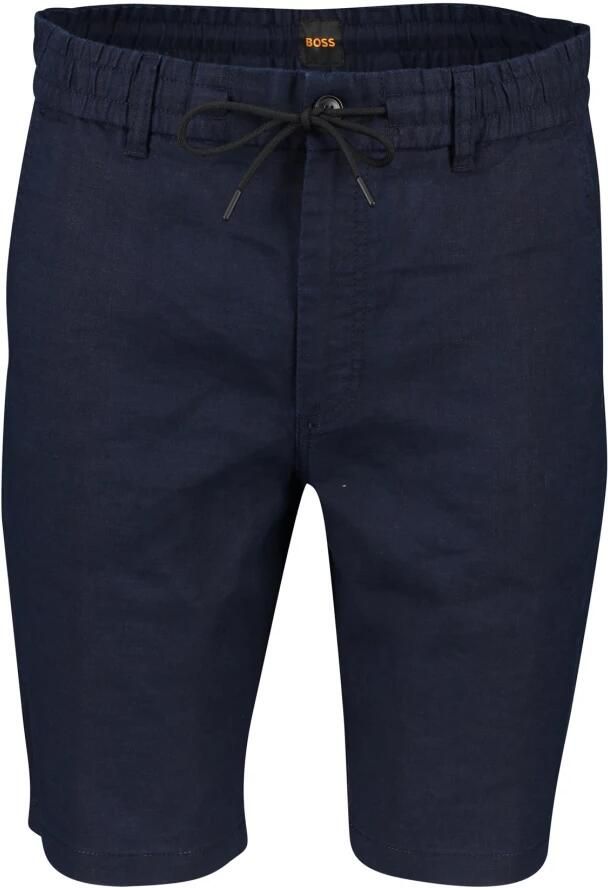 Hugo Boss Donkerblauwe Chino Shorts Linnenmix Blue Heren