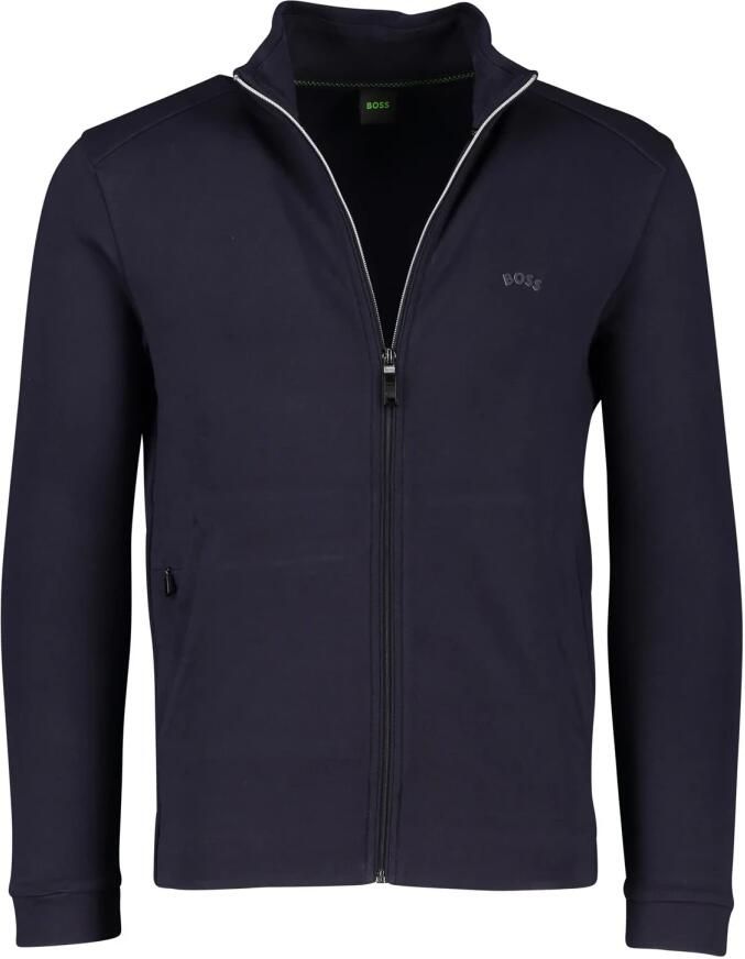 Hugo Boss vest Skaz opstaande kraag donkerblauw rits met logo effen katoen - Foto 2