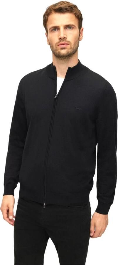 Hugo Boss Zwarte Cardigan met Lange Mouwen Rits en Geborduurd Logo Black Heren - Foto 18