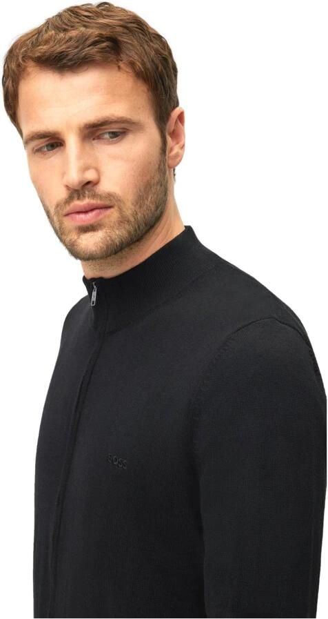 Hugo Boss Zwarte Cardigan met Lange Mouwen Rits en Geborduurd Logo Black Heren - Foto 15