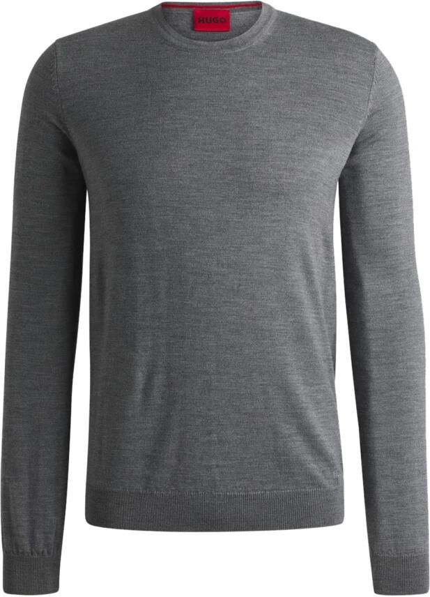 HUGO Pullover van scheerwol met labelstitching model 'Cedric'