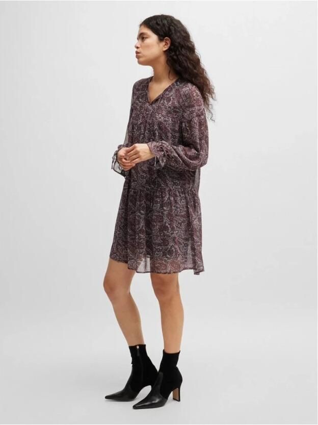 Boss Orange Mini-jurk met druppelvormige hals model 'Diveno' - Foto 3