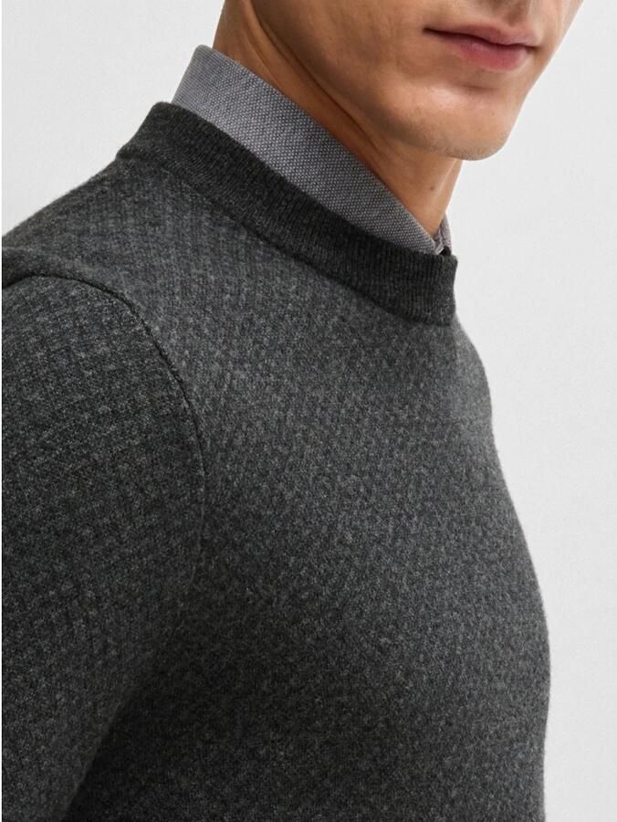 Hugo Boss Zwarte Jacquard Trui Regular Fit Black Heren