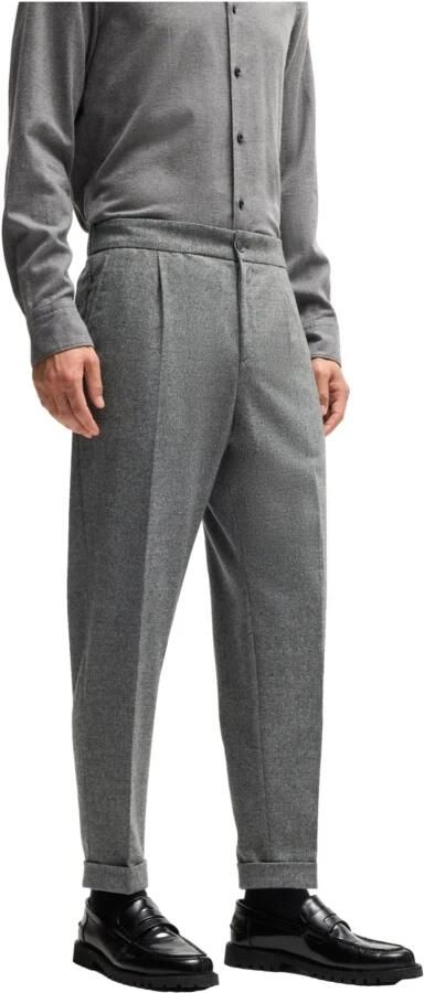 Hugo Boss Flanellen Taps Toelopende Herenbroek Grijs Gray Heren - Foto 3