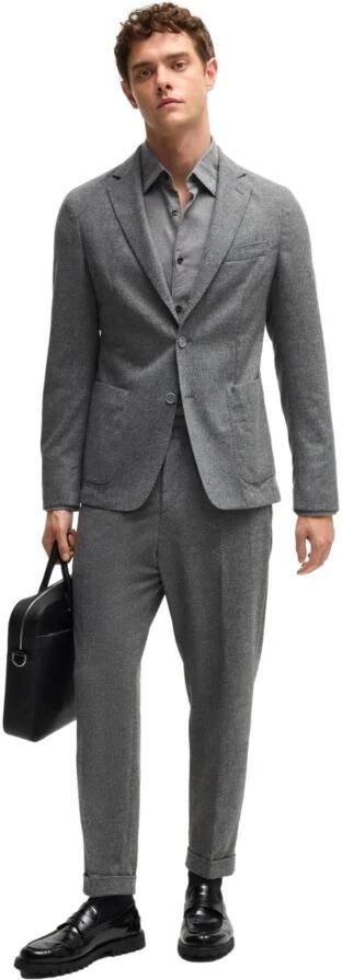 Hugo Boss Flanellen Taps Toelopende Herenbroek Grijs Gray Heren - Foto 5