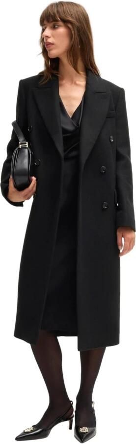 Hugo Boss Formele Lange Wollen Jas in Zwart Black Dames - Foto 3