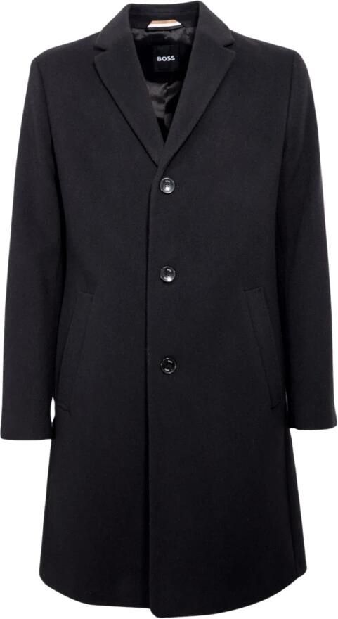 Hugo Boss Klassieke Zwarte Lange Jas met Logo Knopen Black Heren - Foto 3