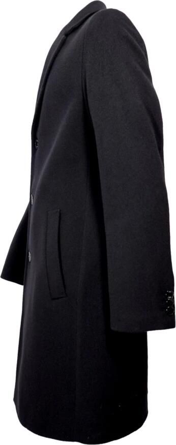 Hugo Boss Klassieke Zwarte Lange Jas met Logo Knopen Black Heren - Foto 2