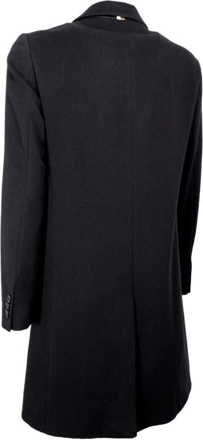 Hugo Boss Klassieke Zwarte Lange Jas met Logo Knopen Black Heren