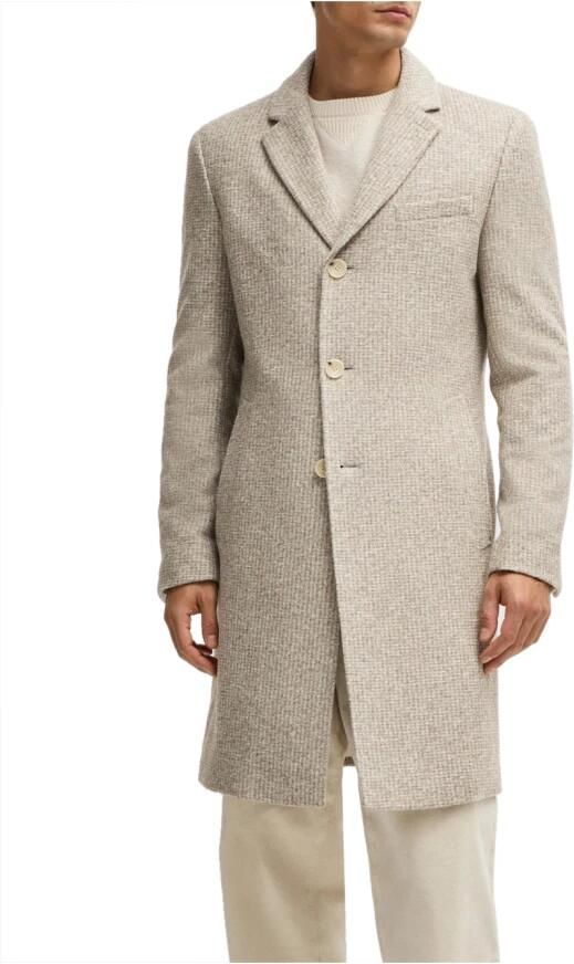 Hugo Boss Formele Traditionele Jas met Wol Touch Beige Heren - Foto 3